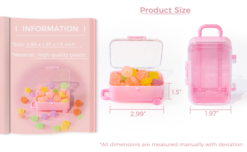 AUEAR 12 Pack Mini Plastic Travel Suitcase Candy Boxes Pink