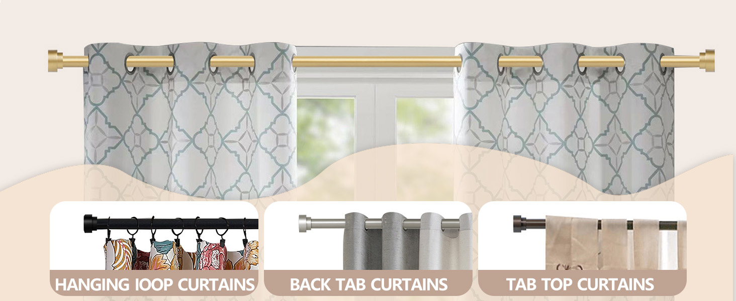 Gold Curtain Rods for Windows 48 to 84 Inch(47ft),Noble