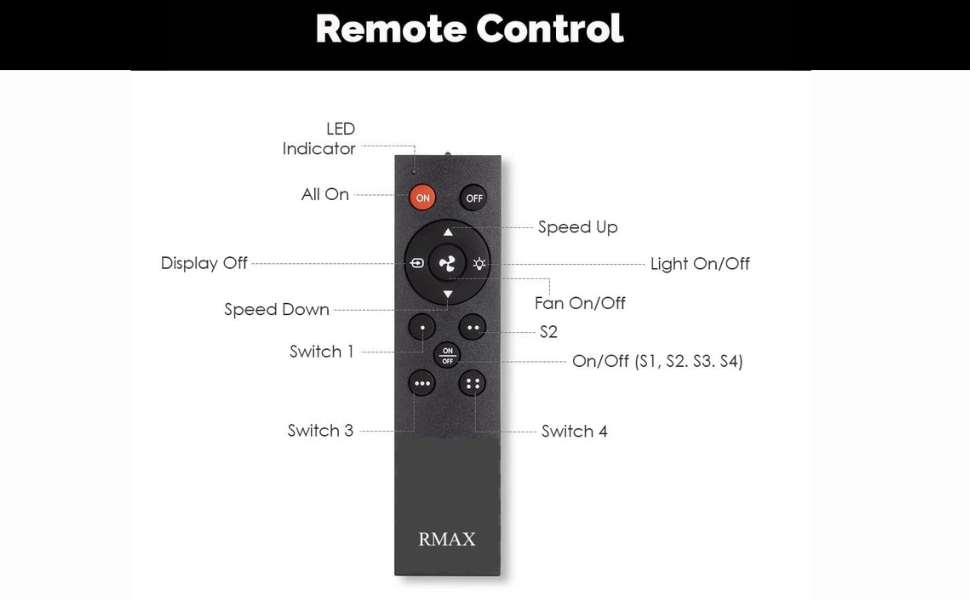 RMAX 4 Channel 220V Wireless Remote Control Switch with Fan Regulator