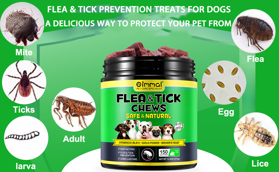 Flea and Tick Prevention for Dogs Chewable, 150 Chews Dog
