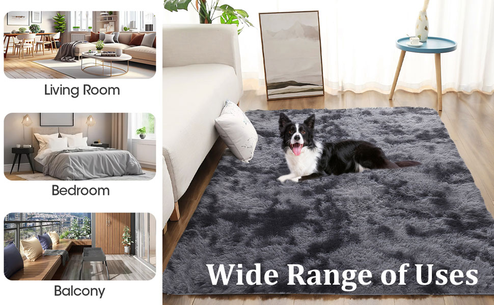 WAKERUG Super Soft Fluffy Area Rug, 120x180cm AntiSkid Shaggy Rug for