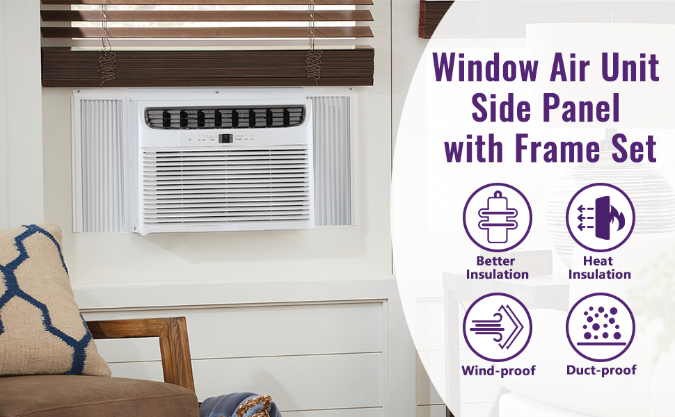 Mxclimate Window Air Conditioner Side Panels with Frame,Window AC Accordion Filler