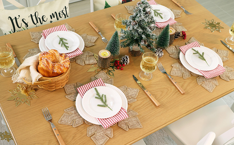 Feuille Christmas Placemats Set of 4 Snowflake Placemats