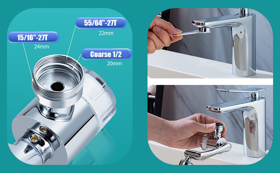 1080° Rotating Faucet Extender,2 Modes Pressurized Spray Attachment