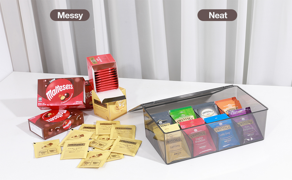 2 Pack Puricon Tea Bag Organizer Clear Acrylic Tea Storage