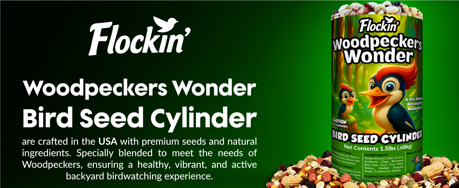 Woodpecker bird seed cylinder