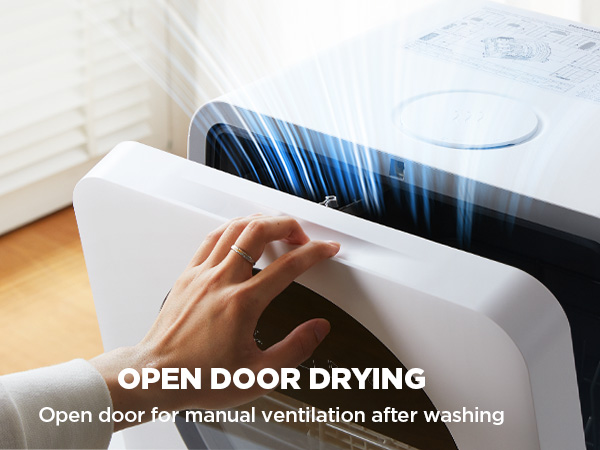 Open door drying: open door for manual ventilation after washing.