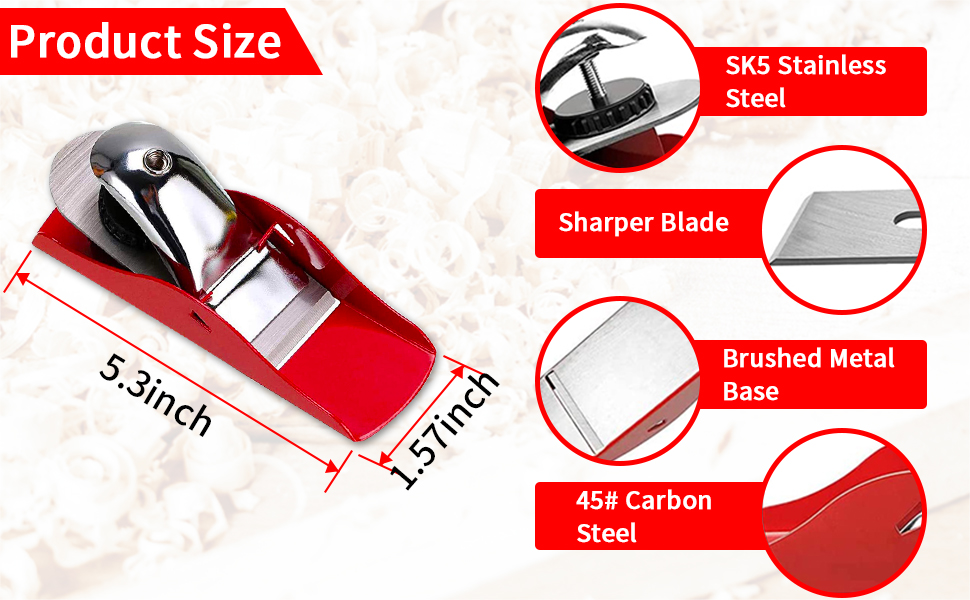 Mini Hand Planer 31/2 inch Red Adjustable, used for Wood