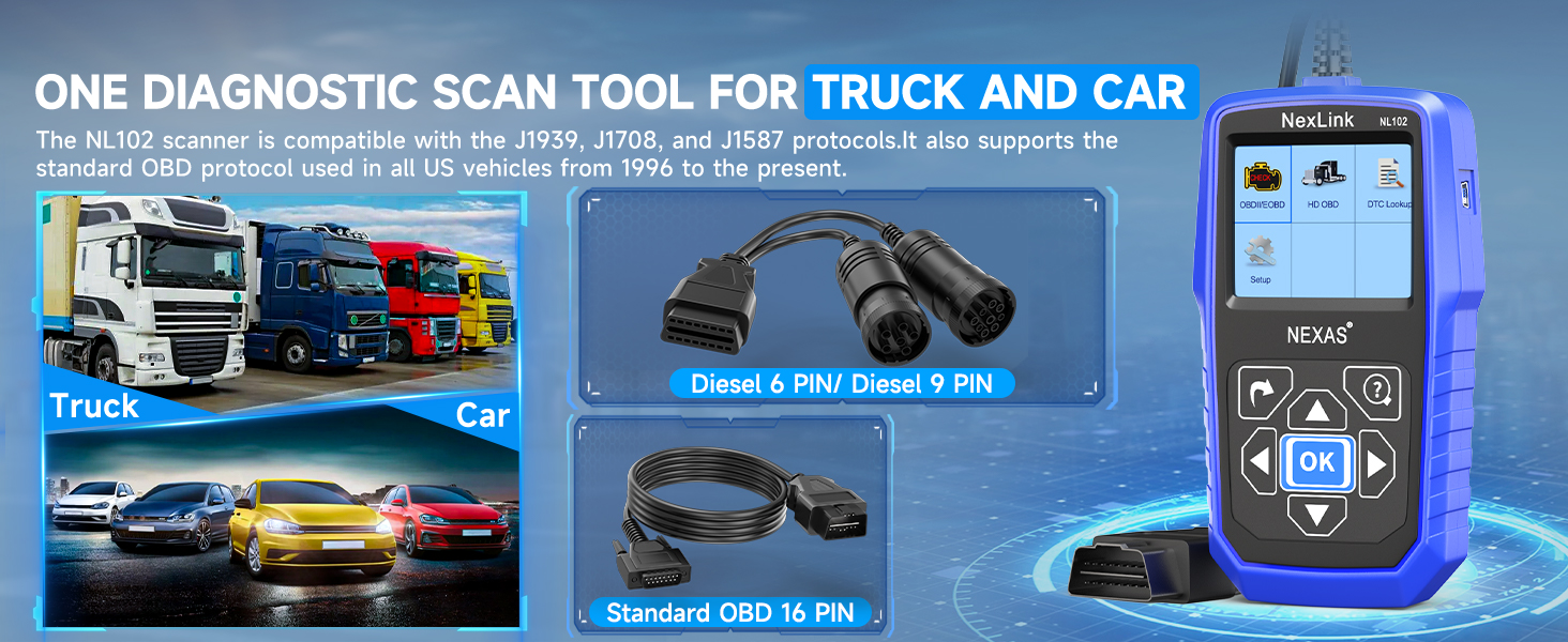 NEXAS Heavy Duty Truck Scanner NL102 OBD/EOBD+HDOBD