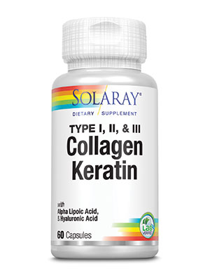 Solaray Type I II III Collagen Keratin ALA Hyaluronic Acid Hair Skin Joint Health Support