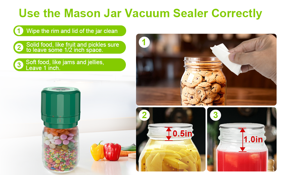 UNERVER M11 Mason Jar Vacuum Sealer Electric Mason Jar Vacuum Sealer Kit with Wide and Regular