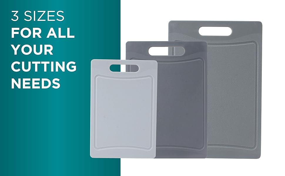Plastic Cutting Boards Set of 3 Kitchen Cutting Board Set Large, Medium and