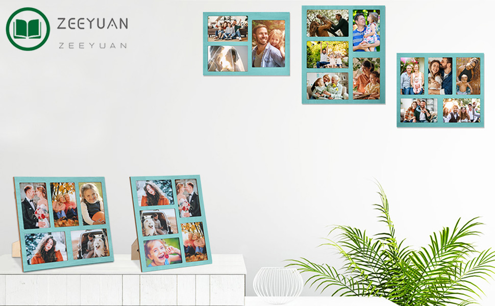 ZEEYUAN Wooden Collage Picture Frame, 4x6 inches, 5