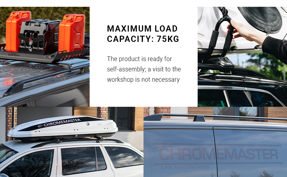 CHROMEMASTER Compatible with Peugeot Partner Long 2018+ Roof Rails