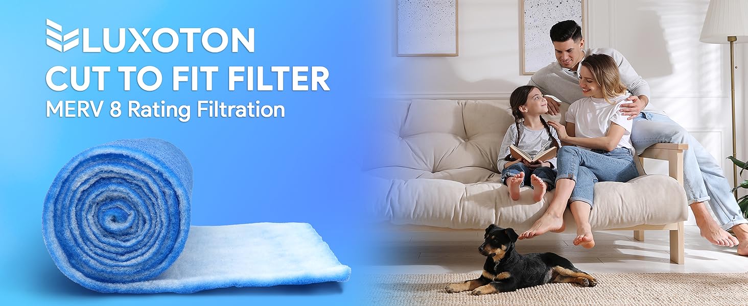 LUXOTON Cut to Fit Air Filter Roll MERV 8 Up to 50+ Filters Cut to