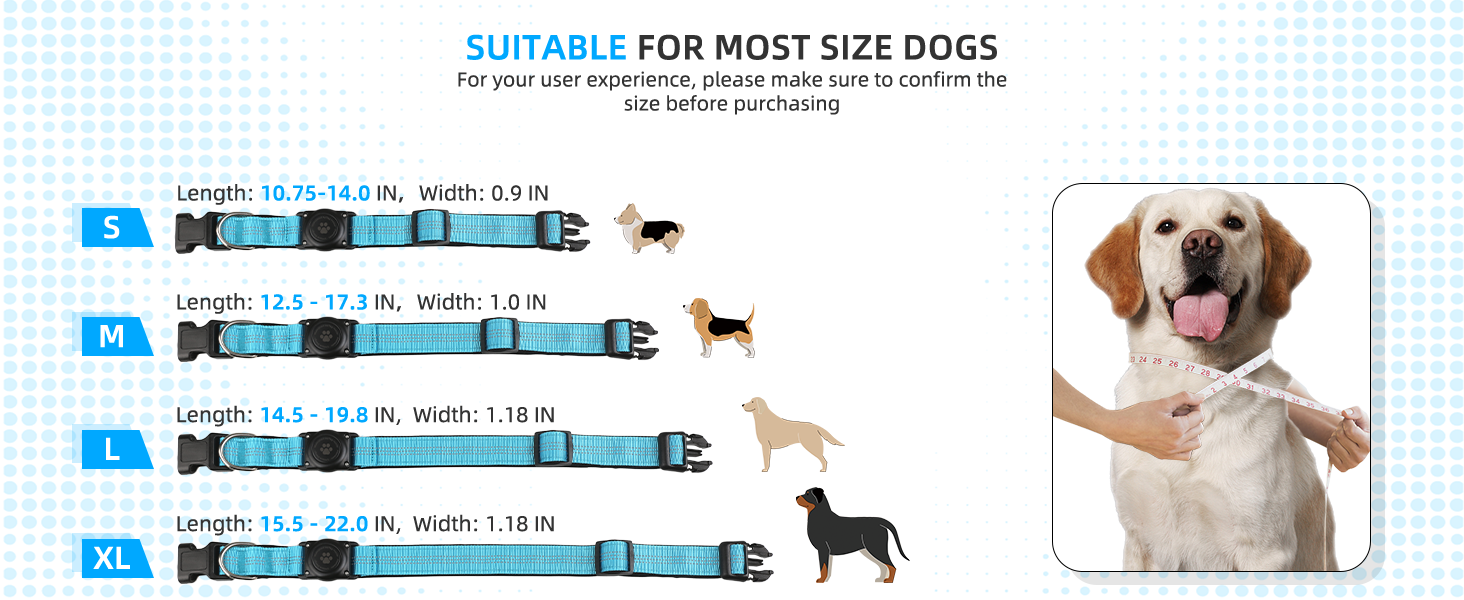 AirTag Dog Collar, IP68 Waterproof Air Tag Dog Collar