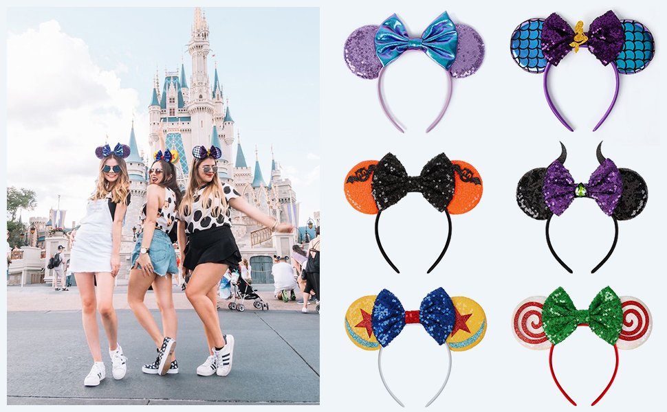 Mouse Ears Bow Headbands for Women Girls