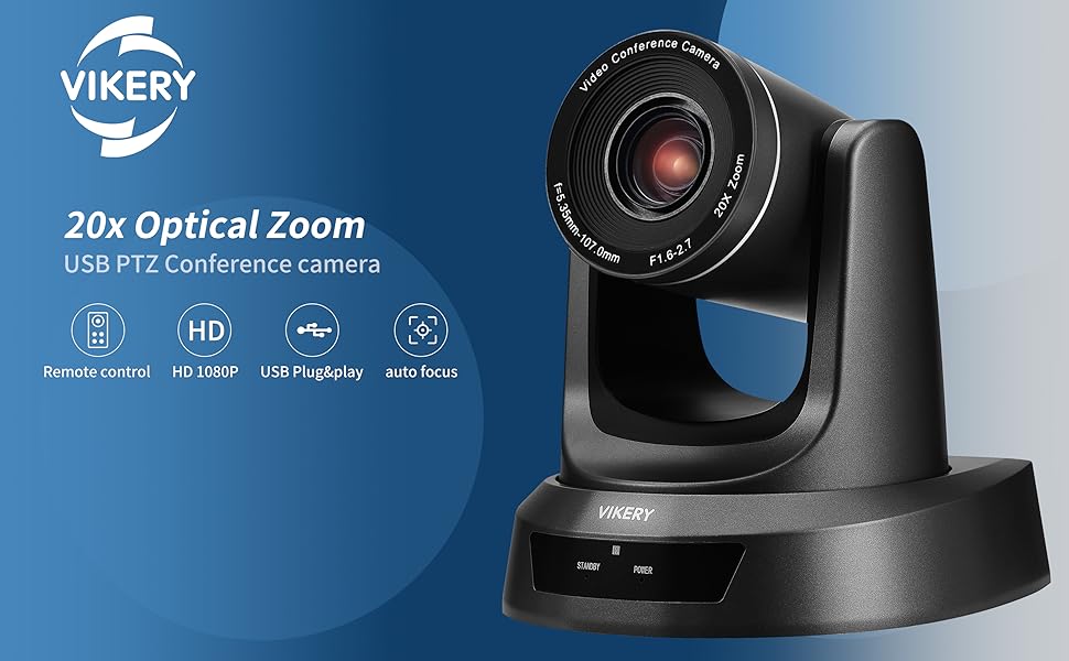Vikery VH20U Conference Room Camera with 20x Optical Zoom,HD 1080P USB