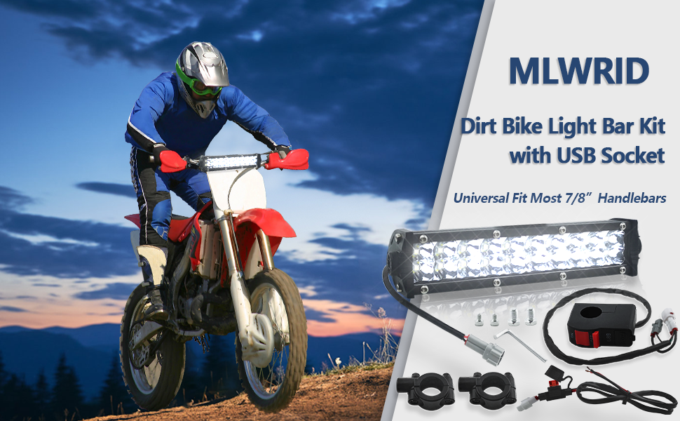MLWRID Dirt Bike Light Bar Kit with USB Socket Compatible