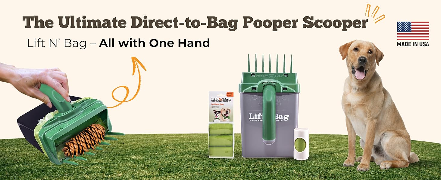 Lift N Bag Ultimate Pooper Scooper, Green/Grey