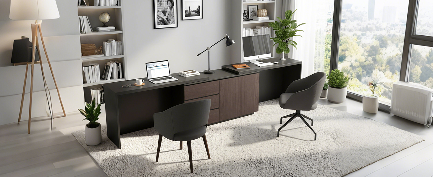 A spacious dual-seat desk