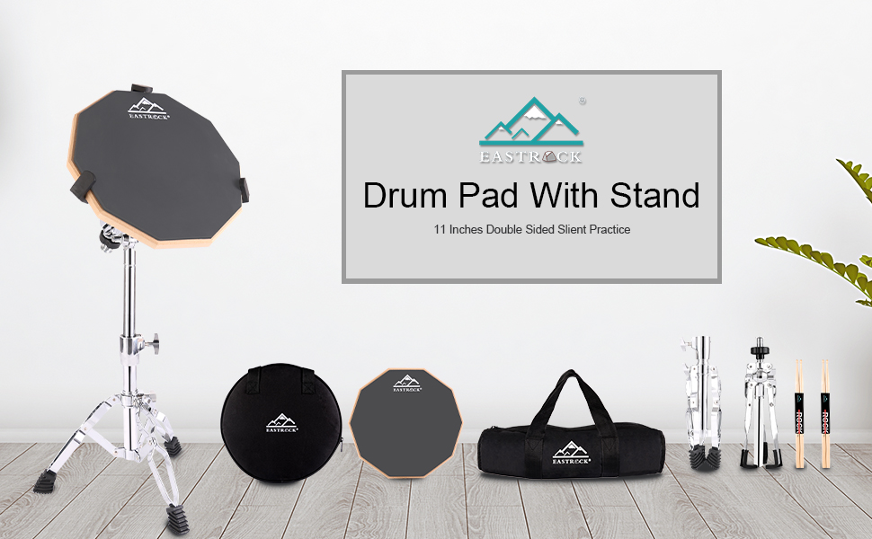 EASTROCK Practice Drum Pad Stand Bundles,Beginners Drum Pads 11 Inches