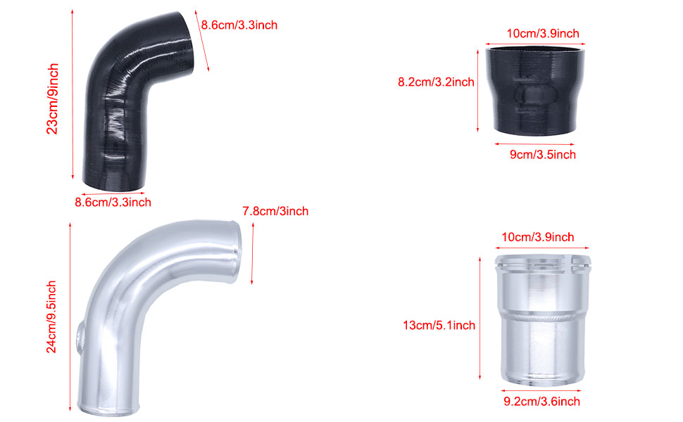 MOCW 3.5" Cold Side Intercooler Pipe & Boot Upgrade Kit Compatible with