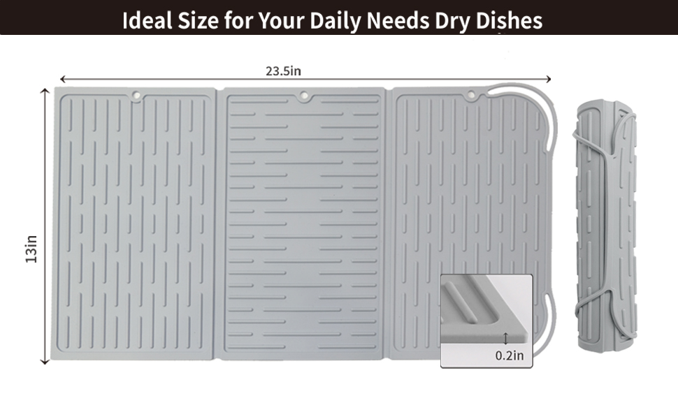 Hescred Silicone Dish Drying Mat, Multiple Usage Kitchen Drying Mat, Ecofriendly