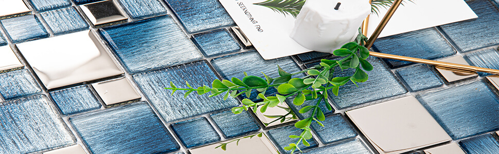 Blue/Silver mirror glass mosaic tile for kitchen bathroom backsplash shower wall subway glass tile