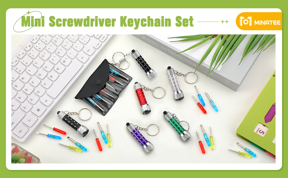 24 Pcs Mini Screwdriver Keychain Set Includes 12 Mini