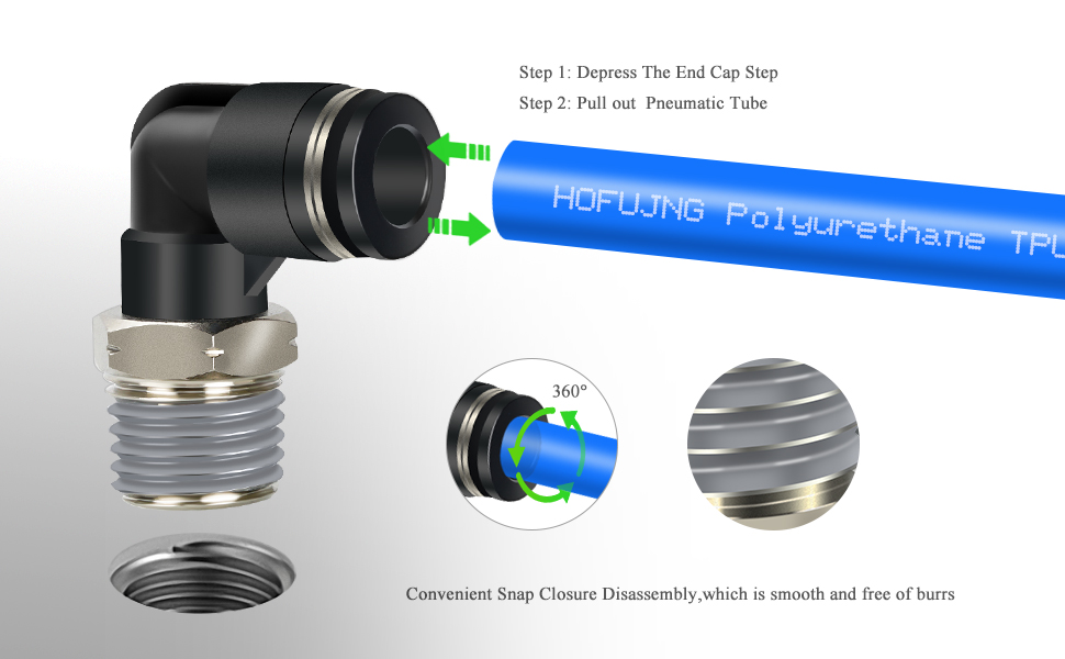 HOFUJNG 10 Pieces Male Elbow Push Connect Fitting Air Hose
