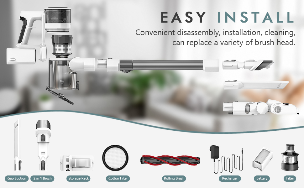 Fykee Cordless Vacuum Cleaner, 80,000 PRM Detachable Lightweight Stick