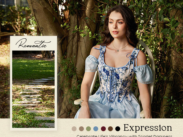 トップス corset XS Aboser Women's Gothic Jacquard Corset Tops, Lace-Up Overbust