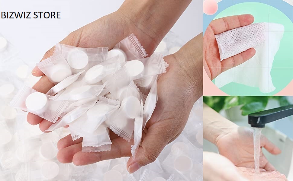 BIZWIZ Outdoor Travel Portable Compressed Tissue Tablet Face Towel