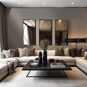 LuxenHome 3 Pieces Black Metal 24 wall mounted mirror for living room