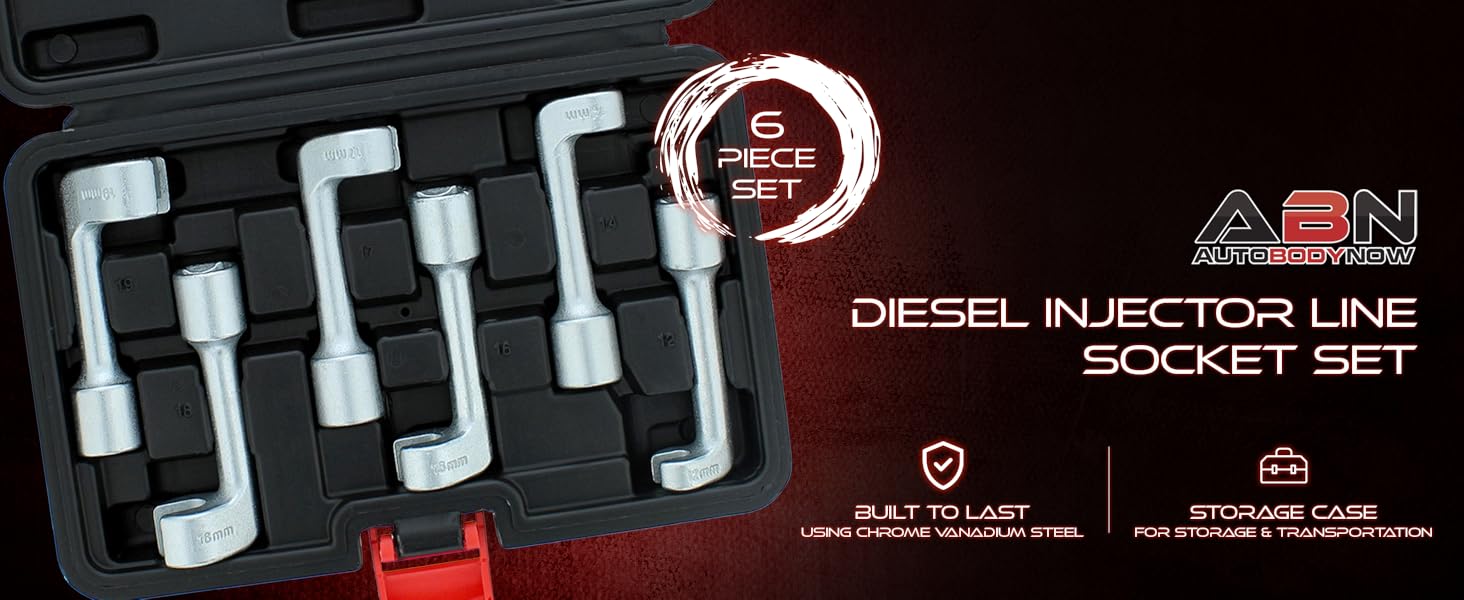 ABN Diesel Injector Line Socket Set 6pc Metric Size Oil