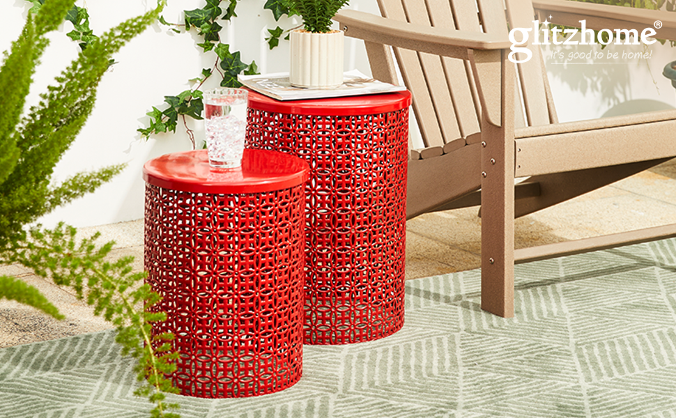 Amazon.com: Glitzhome Outdoor Side Table Set of 2