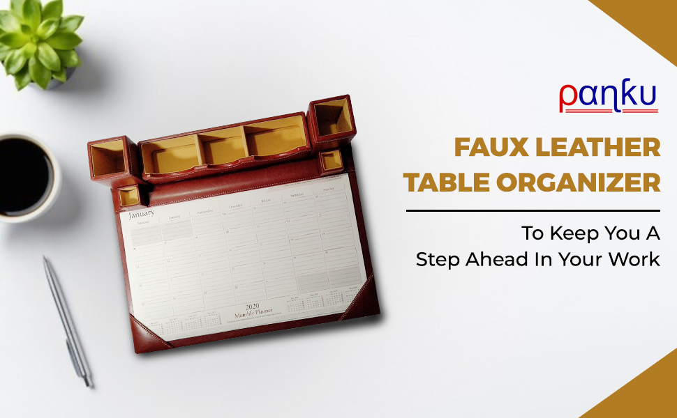 Faux Leather Brown Paper/Memo/Phone/Card Holder Desk Table Organizer Office SPN-FOR1