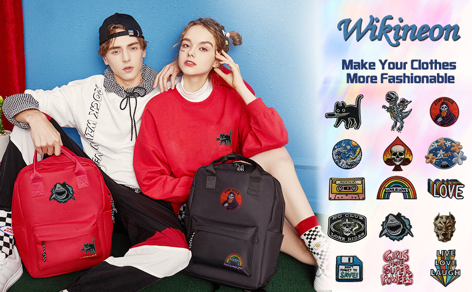 Wikineon Iron On Embroidered Patch, Cute Patch "Three Heart