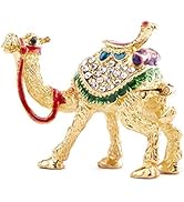 YU FENG Crystal Camel Figurines Decor Ornament,Golden Enamel Camel Statues Animal Trinket Jewelry...