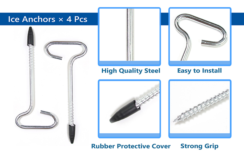 StarryLoste Ice Anchors Tool Drill Adapter Kits, Strong Threaded Ice Anchors 4 Pcs