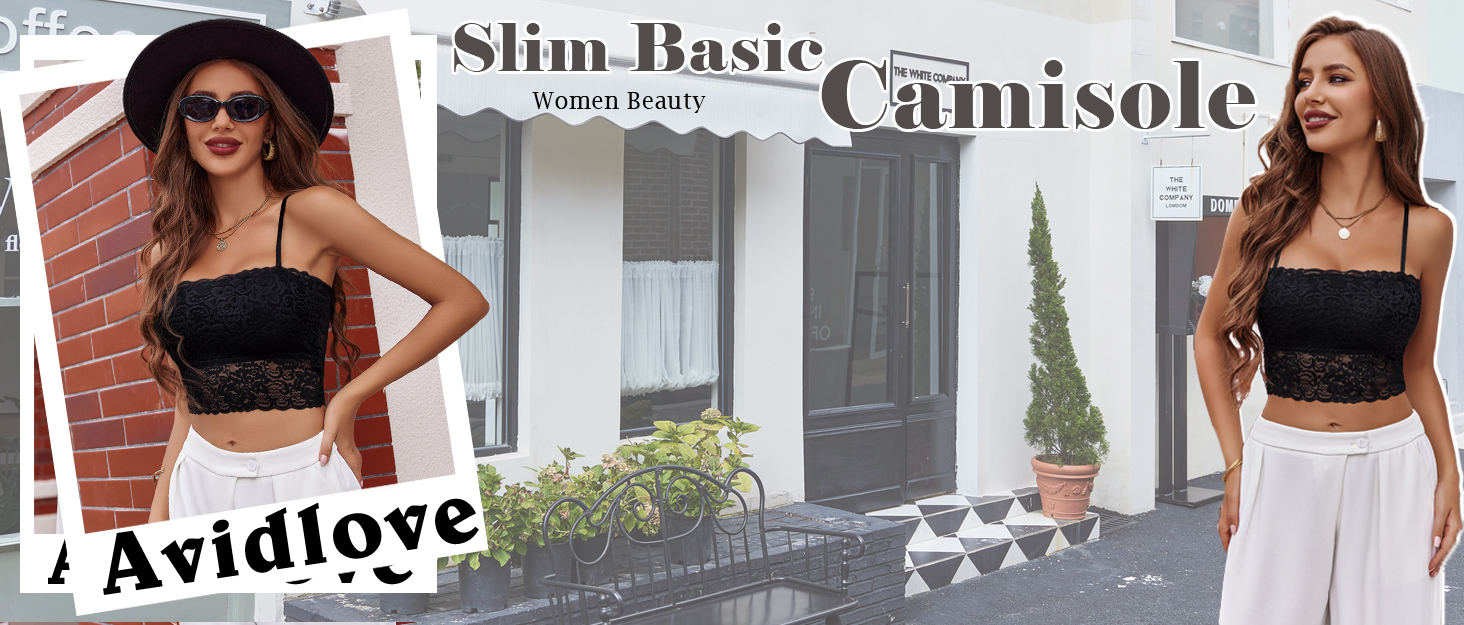 Avidlove Bralettes for Women Lace Spaghetti Strap Tank Top Tube Slim