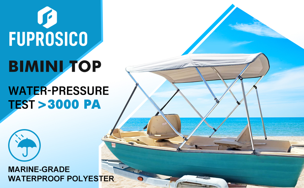 Fuprosico Bimini Top, 3 Bow Bimini Tops for Boat Canopy