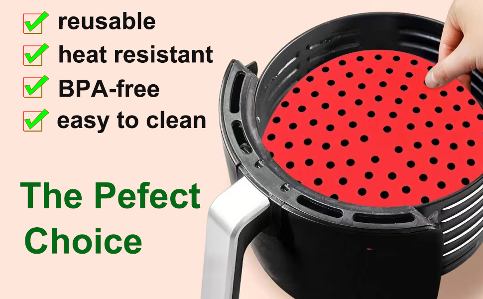 Reusable Silicone Air Fryer Liners Mat 2 Pack Round Non Stick Easy Clean Air Fryer