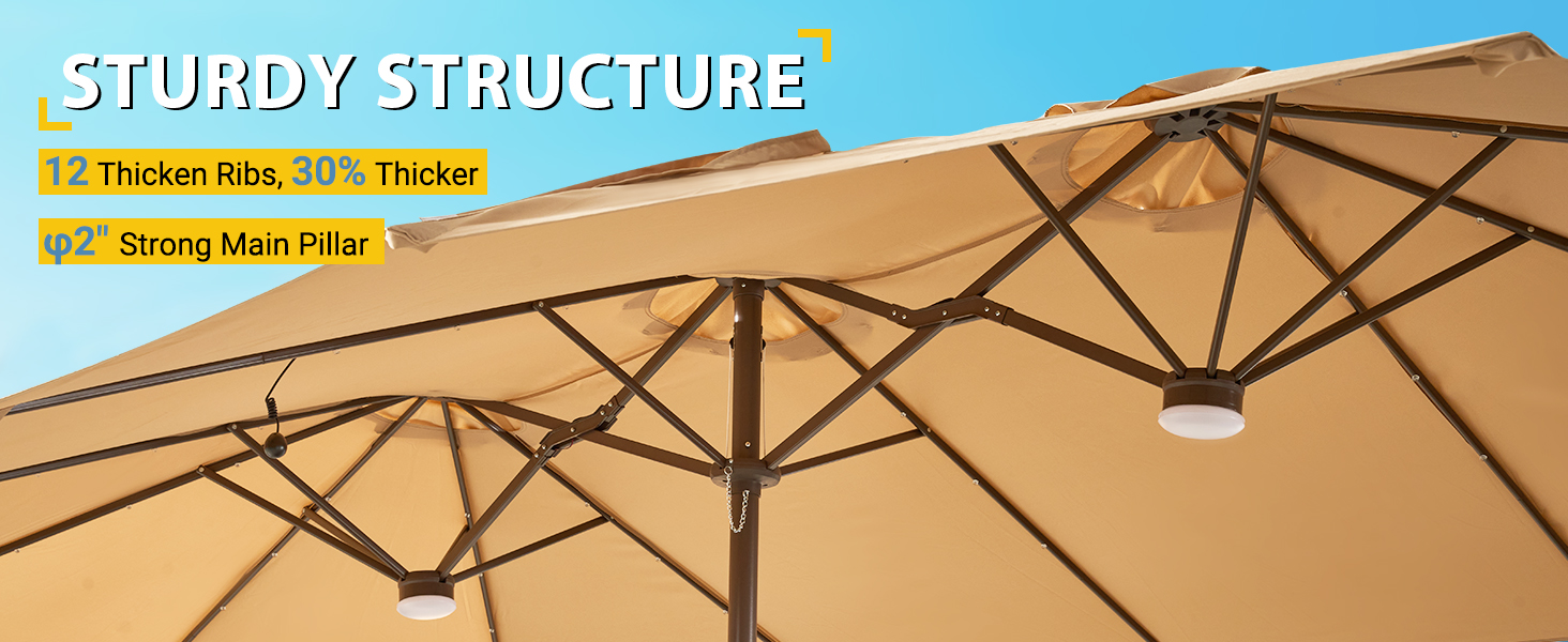 patio furniture umbrella with sturdy ribs