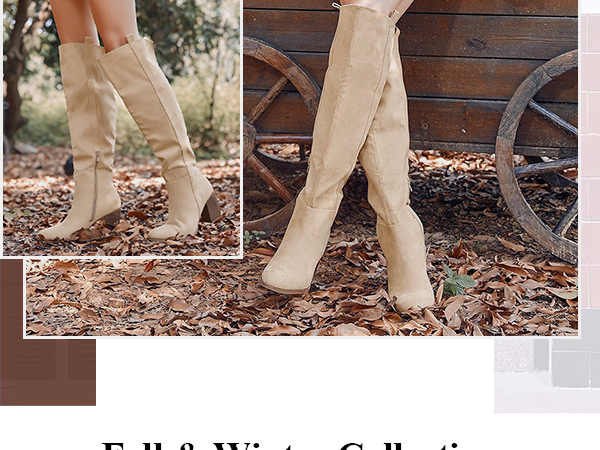 Amazon.com | SERAIH Womens Pointed Toe Knee High Boots Faux