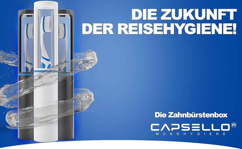 Capsello, Reisehygiene, Reisezahnbürste, Zahnbürstenbox, Zahnbürstenhalter, Mundhygiene, Travel Case