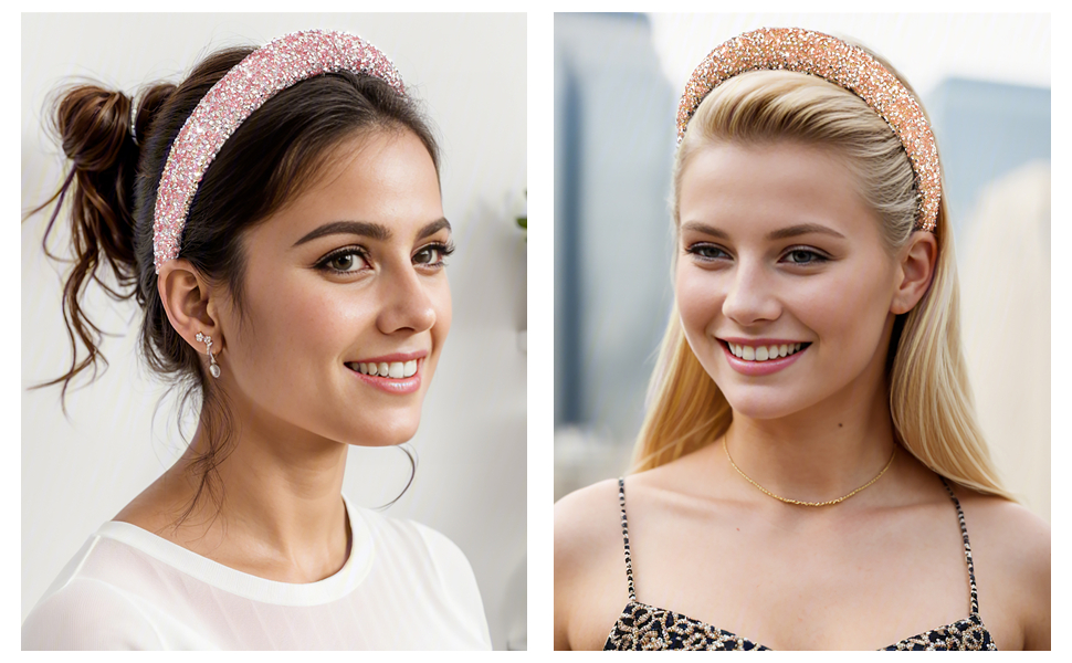 Gmmidea Silver Diamond Rhinestone Headbands for Women