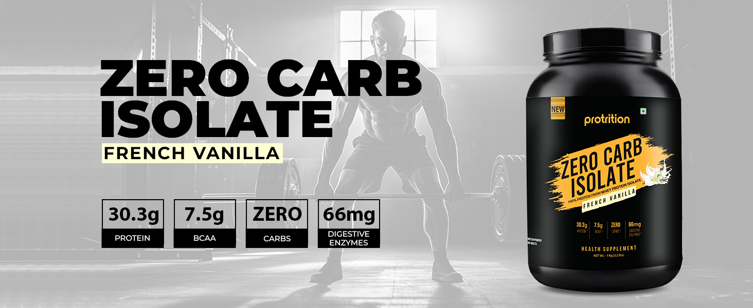 whey protein isolate zero carb powder men women india 1kg vanilla gym supplement Muscle Growth