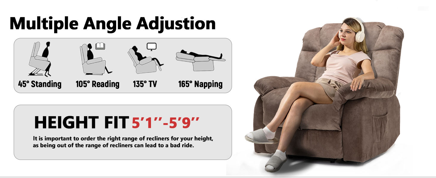 GOHFOY Recliner Chair with Comfort Armrests, Lift Chair